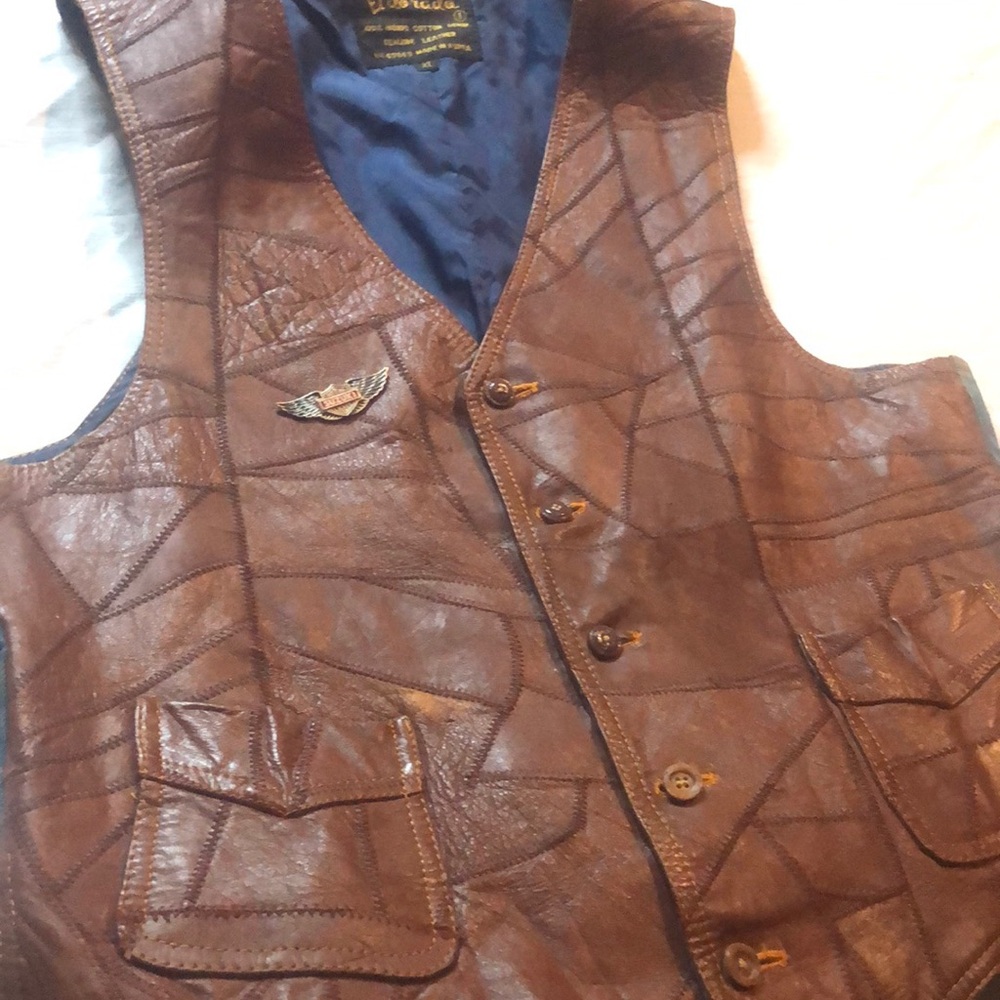 Men’s Y2k VTG Rare spring Unique western motorcycle genuine leather vest